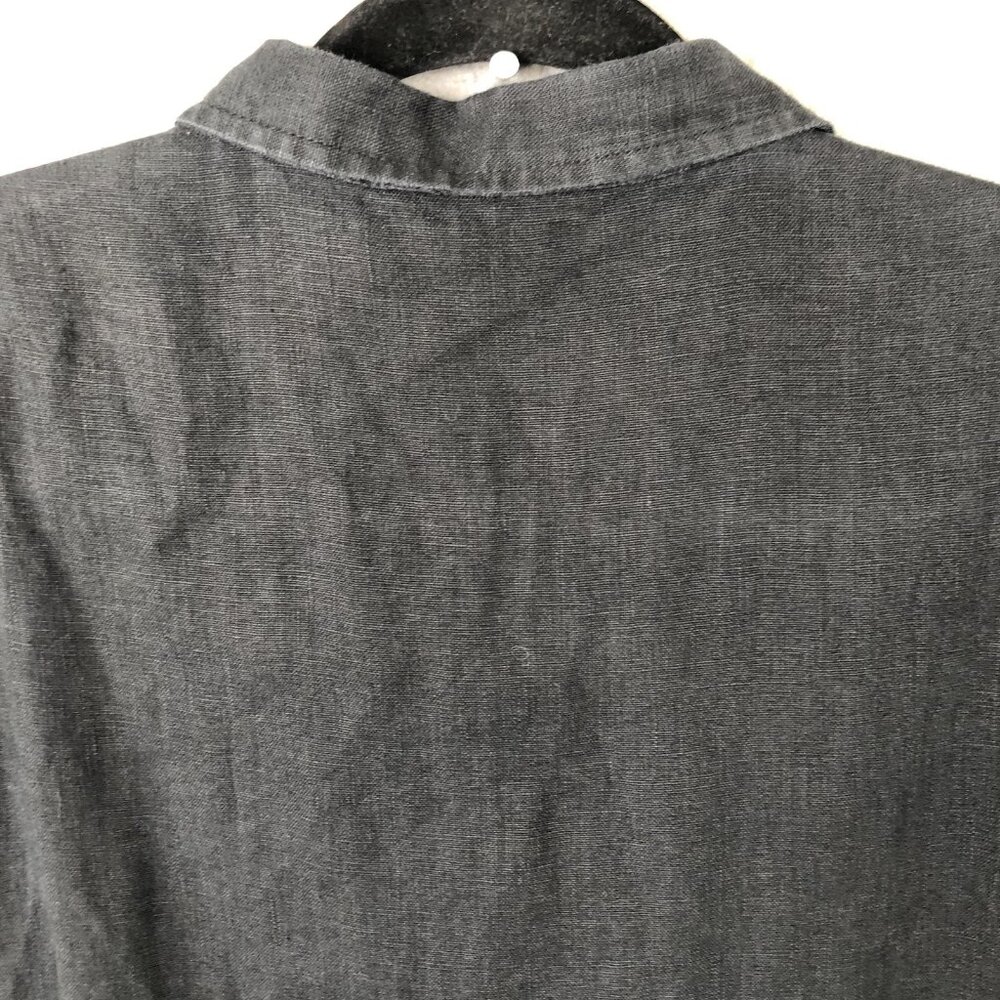 Garnet Hill Dress Womens 6 Black Linen Sleeveless Button Front Shirt Resort Airy - Picture 8 of 13